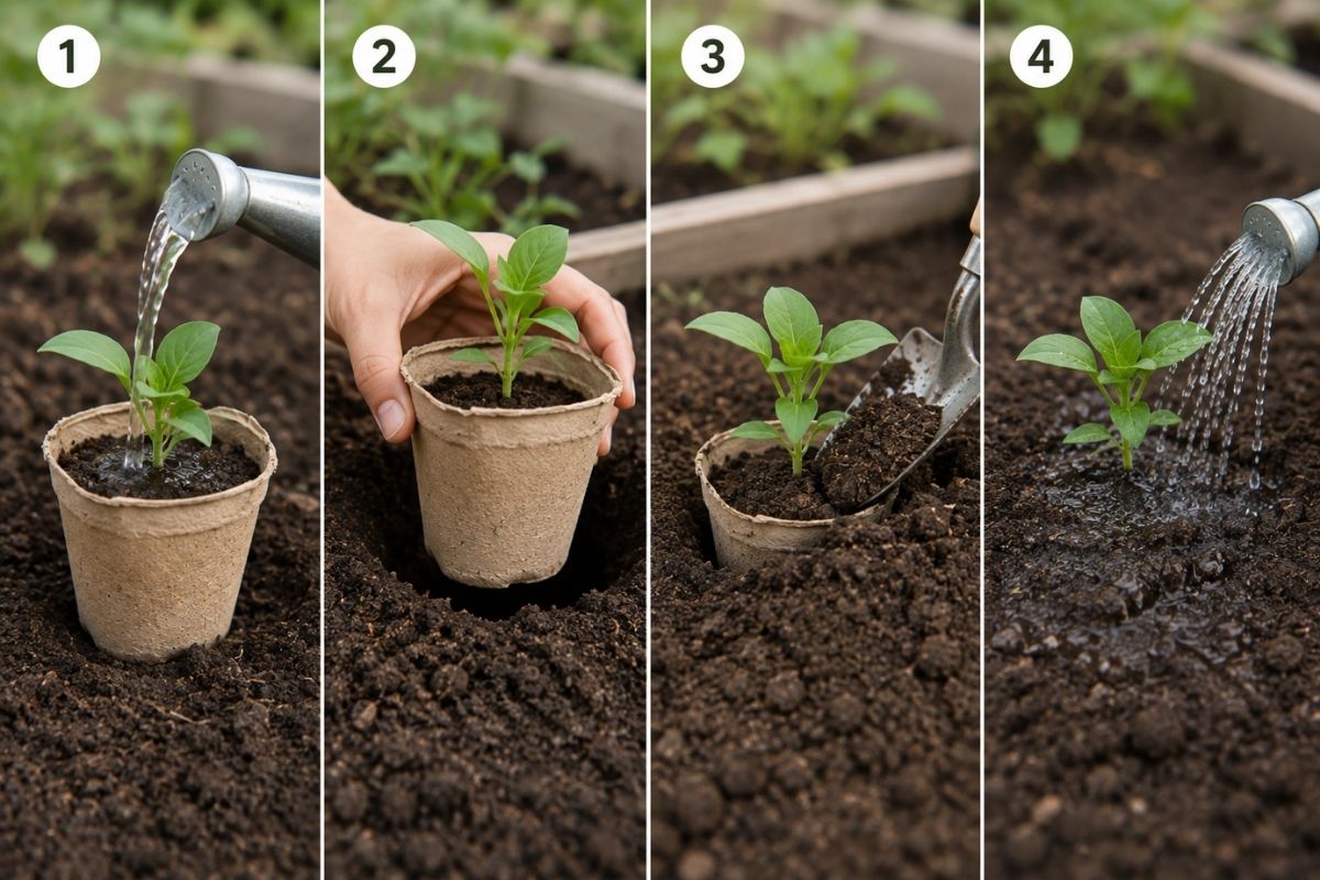 Four-stage direct-planting sequence for a paper pot Four-stage direct-planting sequence for a paper pot